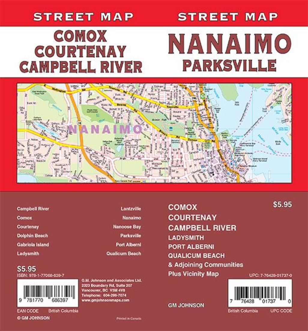 Nanaimo / Parksville / Comox / Courtenay / Campbell River, British Columbia Street Map