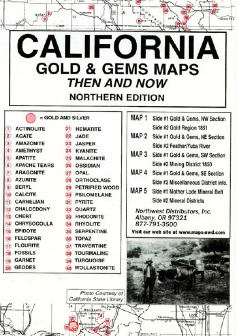 California, North, Gold and Gems, 5 Map Set, Then and Now