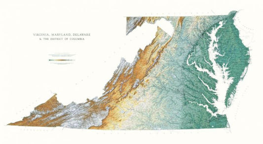 Virginia, Maryland, Delaware & the District of Columbia [Physical, 34x64, Laminated]