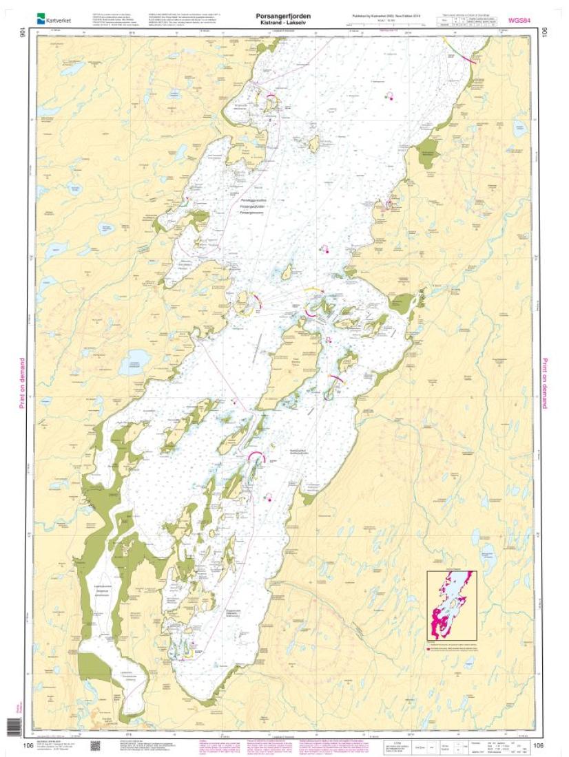 Porsangerfjorden, Kistrand - Lakselv - 106 - Norway Kartverket Nautical Charts