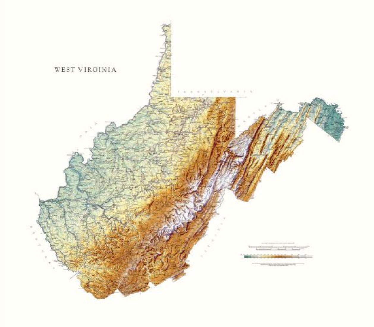 West Virginia [Physical, 36x40]