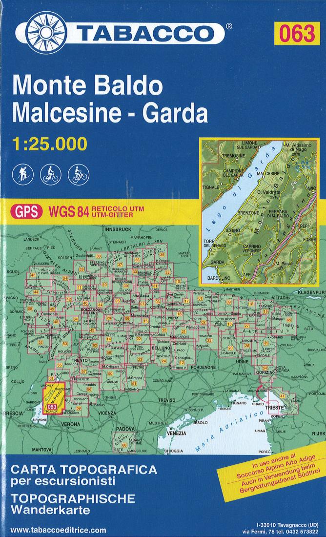 Hiking map # 63 : Monte Baldo, Malcesine, Garda (Italy)