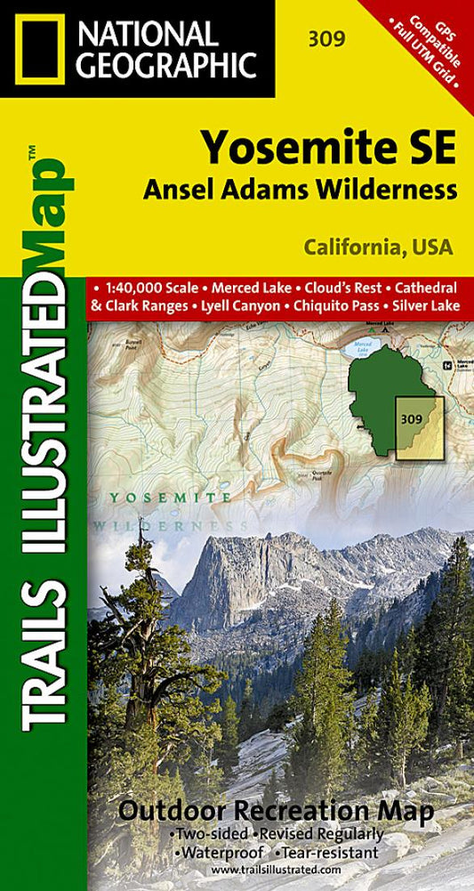 Yosemite Southeast, Ansel Adams Wilderness, Map 309