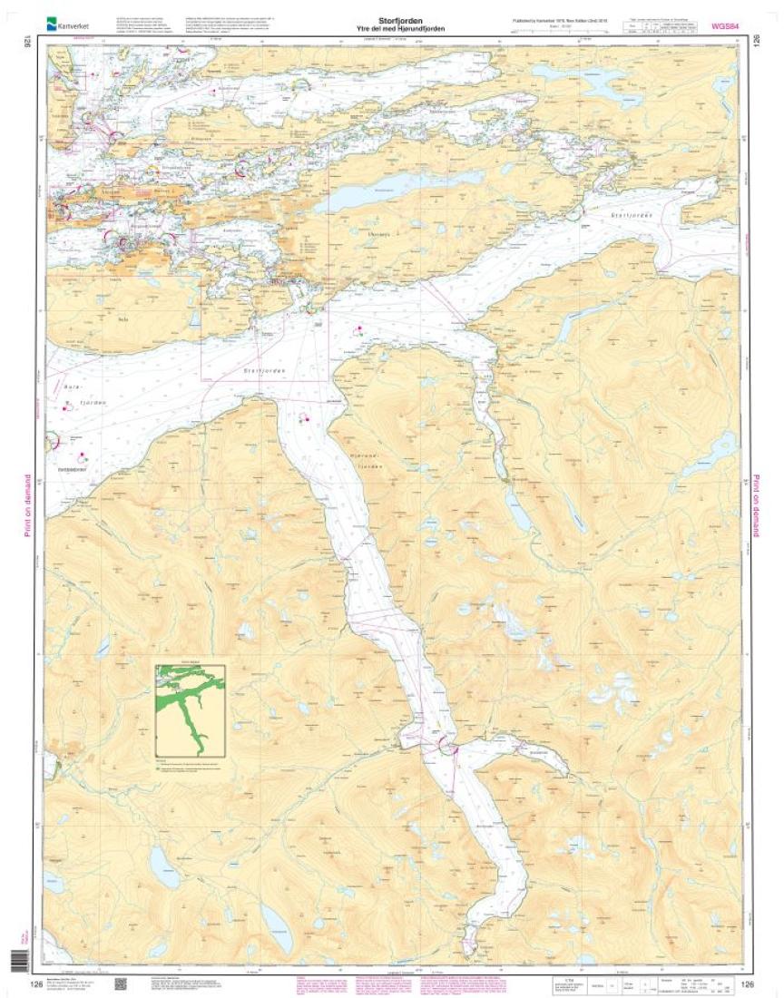 Storfjorden. Ytre del med Hjørundfjorden - 126 - Norway Kartverket Nautical Charts
