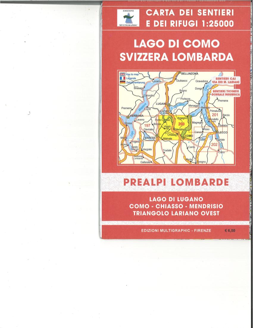 Lago Di Como, Svizzera Lombarda Hiking Map