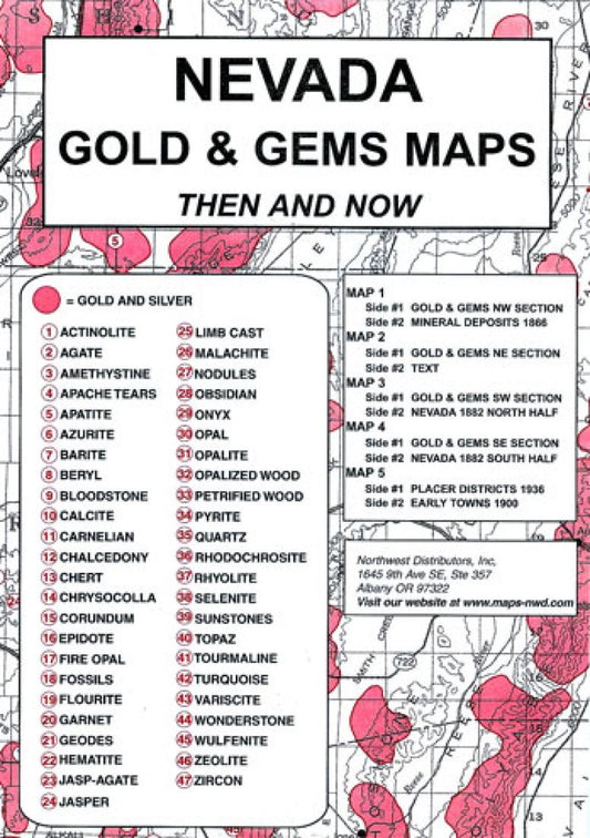 Nevada, Gold and Gems, 5-Map Set, Then and Now