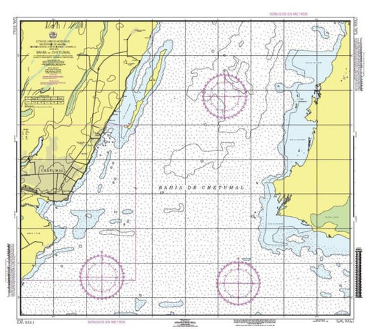 BAHÍA DE CHETUMAL - 933.1 - Mexico Nautical Charts by SEMAR