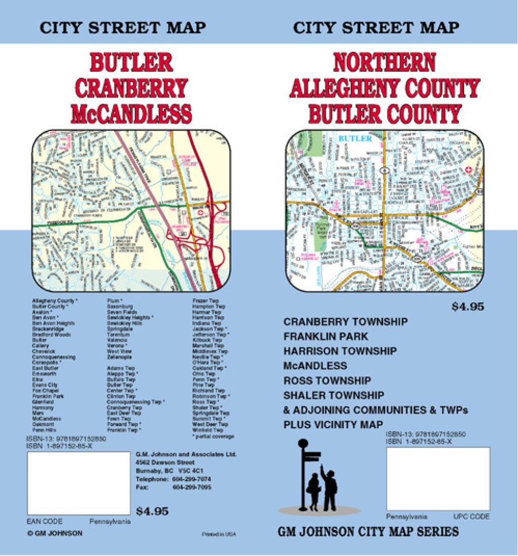 Northern Allegheny county : Butler county : city street map = Butler : Cranberry : McCandless : city street map