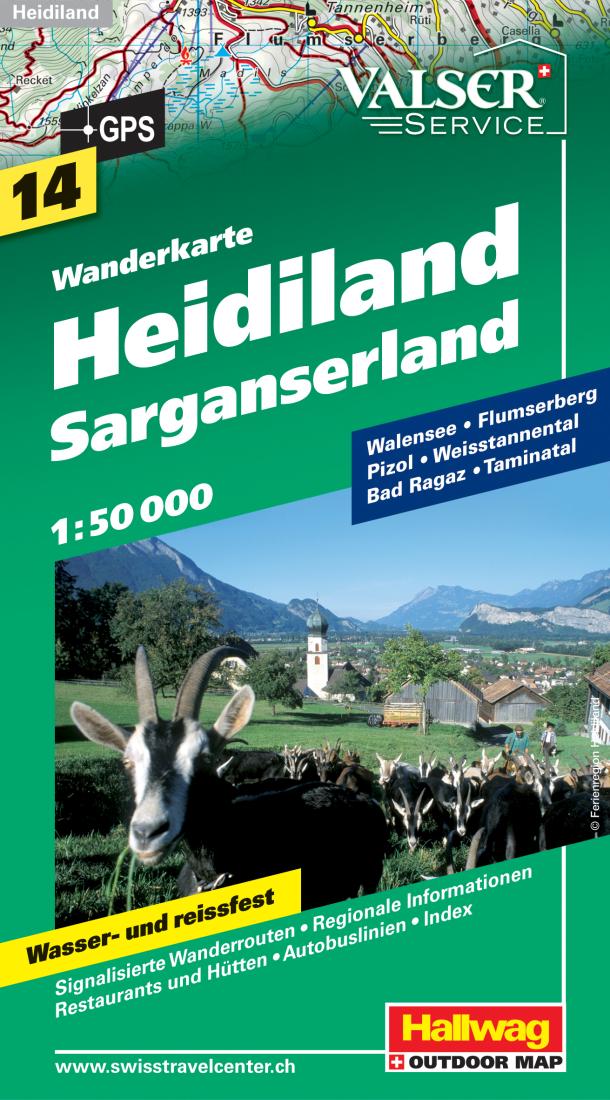 Heidiland : Sarganserland : wanderkarte : 14