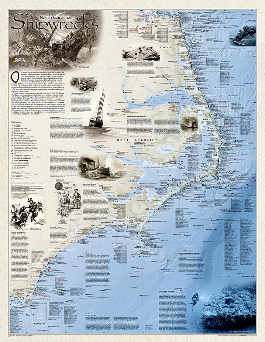 Shipwrecks of the outer banks : laminated wall map