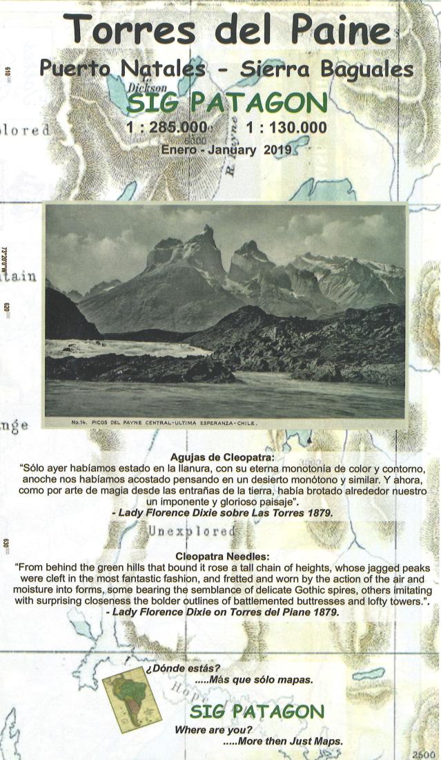 Torres del Paine : Puerto Natales - Sierra Baguales, 1:285.000, 1:130.000
