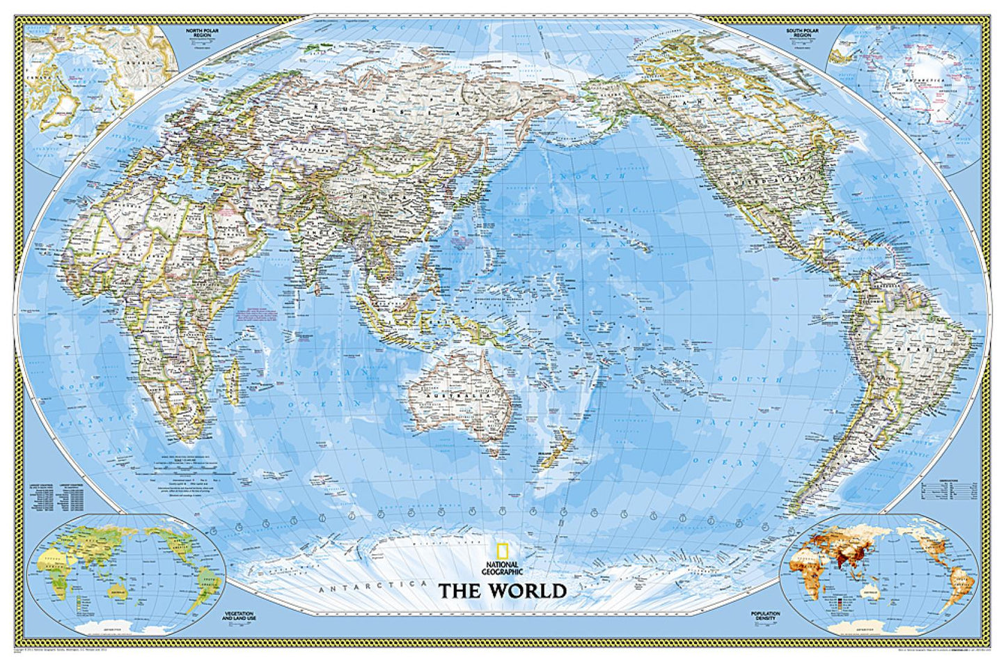 World Classic, Pacific Centered Enlarged Wall Map - Laminated (73" x 48")