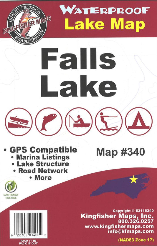 Falls Lake, NC Fishing Map