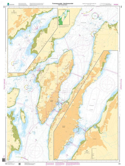 Tromsøysundet - Sandnessundet med Tromsø havn - 466 - Norway Kartverket Nautical Charts