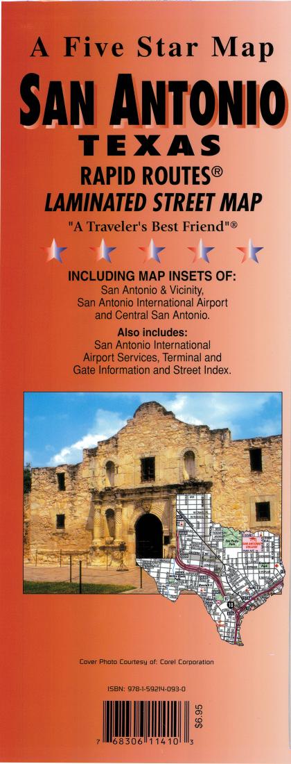 San Antonio : Texas : Rapid Routes : laminated road map