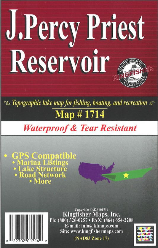 J. Percy Priest Lake, TN Fishing Map