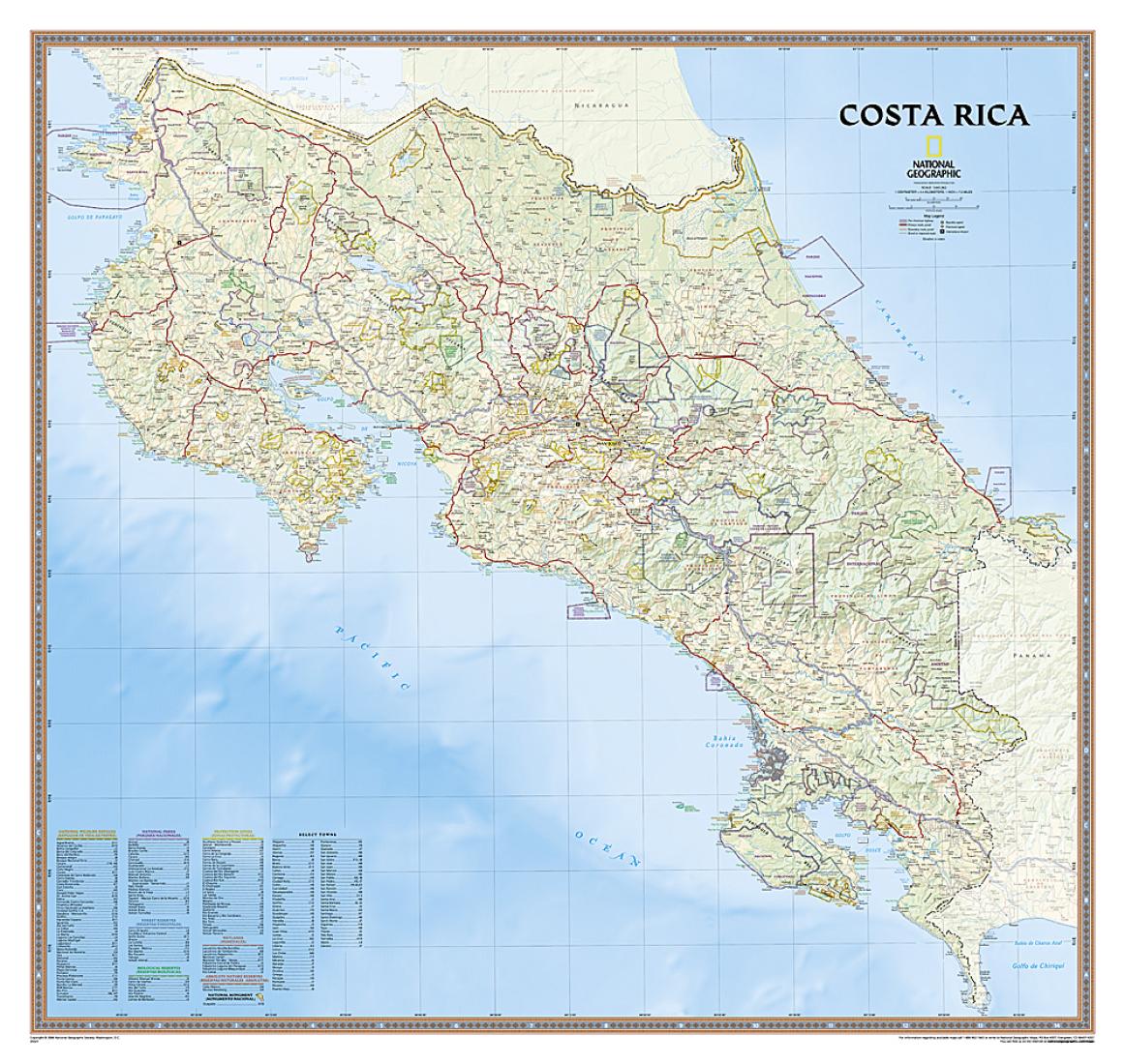 Costa Rica Political Wall Map