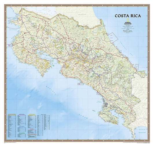 Costa Rica Political Wall Map