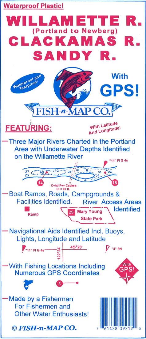 Willamette River, Clackamas River, & Sandy River Fishing Map