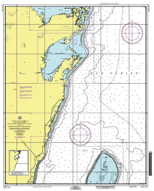 PUNTA PIEDRA A MAJAHUAL - 931 - Mexico Nautical Charts by SEMAR