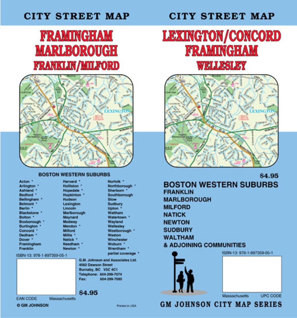 Lexington /Concord : Framingham : Wellesley : city street map = Framingham : Marlborough : Franklin/Milford : city street map