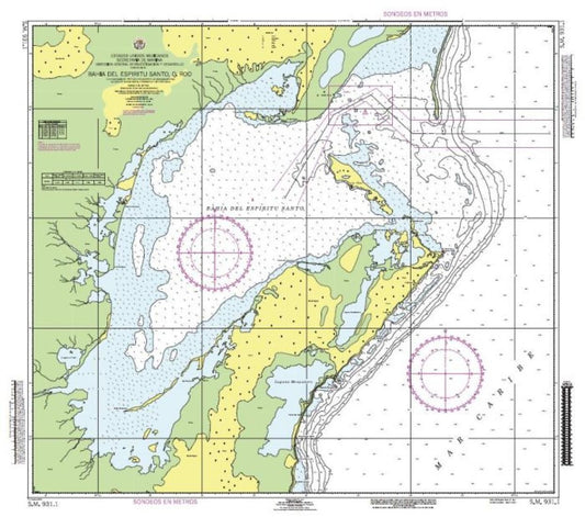 BAHÍA DEL ESPÍRITU SANTO, Q. ROO - 931.1 - Mexico Nautical Charts by SEMAR