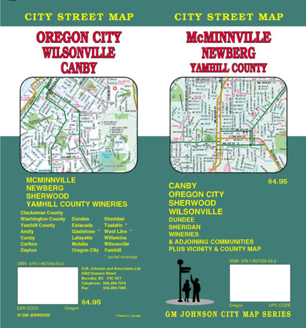 McMinnville : Newberg : Yamhill County : city street map = Oregon City : Wilsonville : Canby : city street map