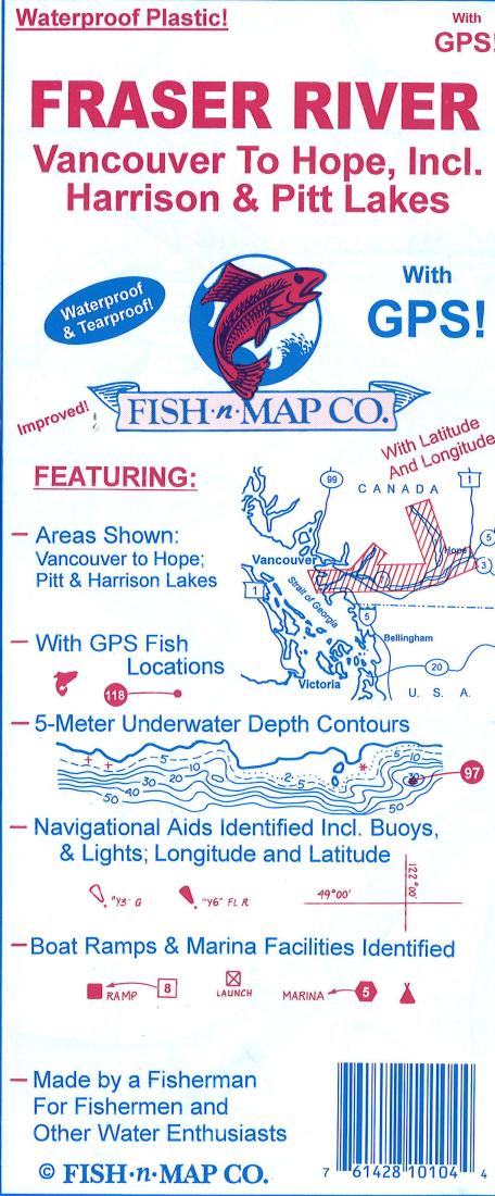 Fraser River (Vancouver to Hope, including Pitt & Harrison Lakes) Fishing Map