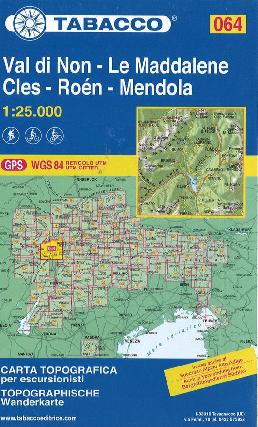 Hiking map #64 : Val di Non Le Maddalene Mendola (Italy)