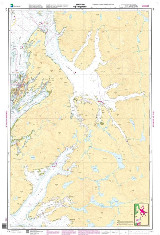 Ursfjorden og Velfjorden - 134 - Norway Kartverket Nautical Charts