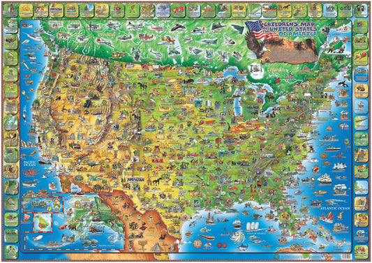 Dino's Illustrated Map of the USA 38" x 54"