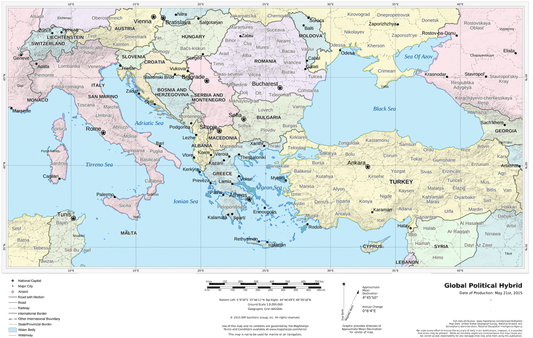 World Political with Relief