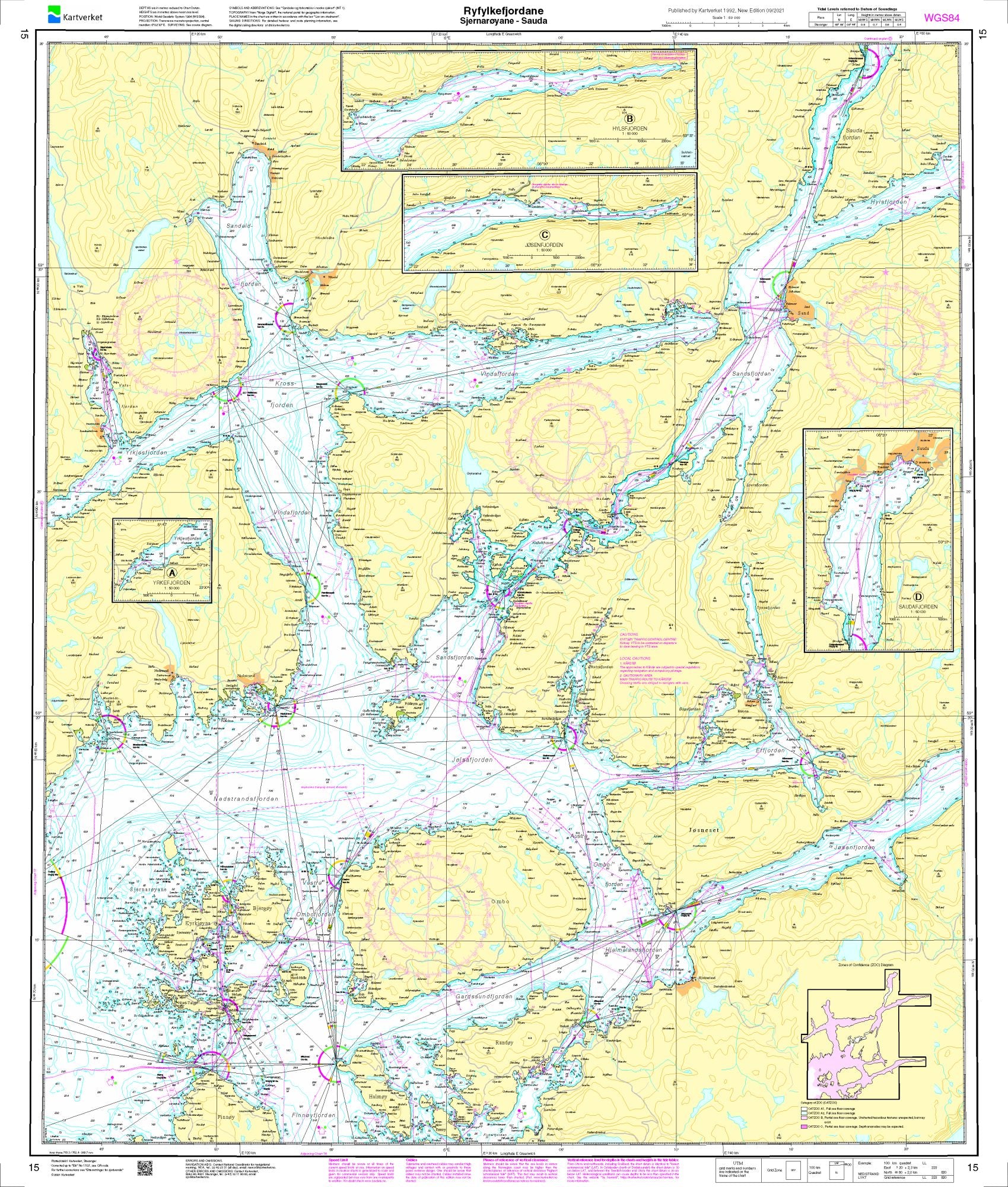Ryfylkefjordane. Sjernarøyane - Sauda - 15 - Norway Kartverket Nautical Charts