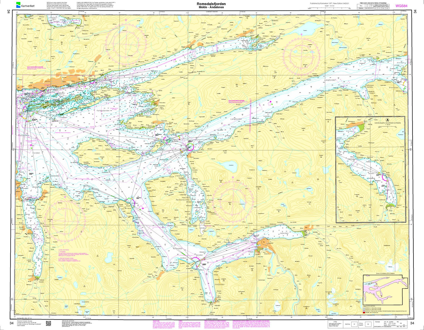 Romsdalsfjorden. Molde - Åndalsnes - 34 - Norway Kartverket Nautical Charts