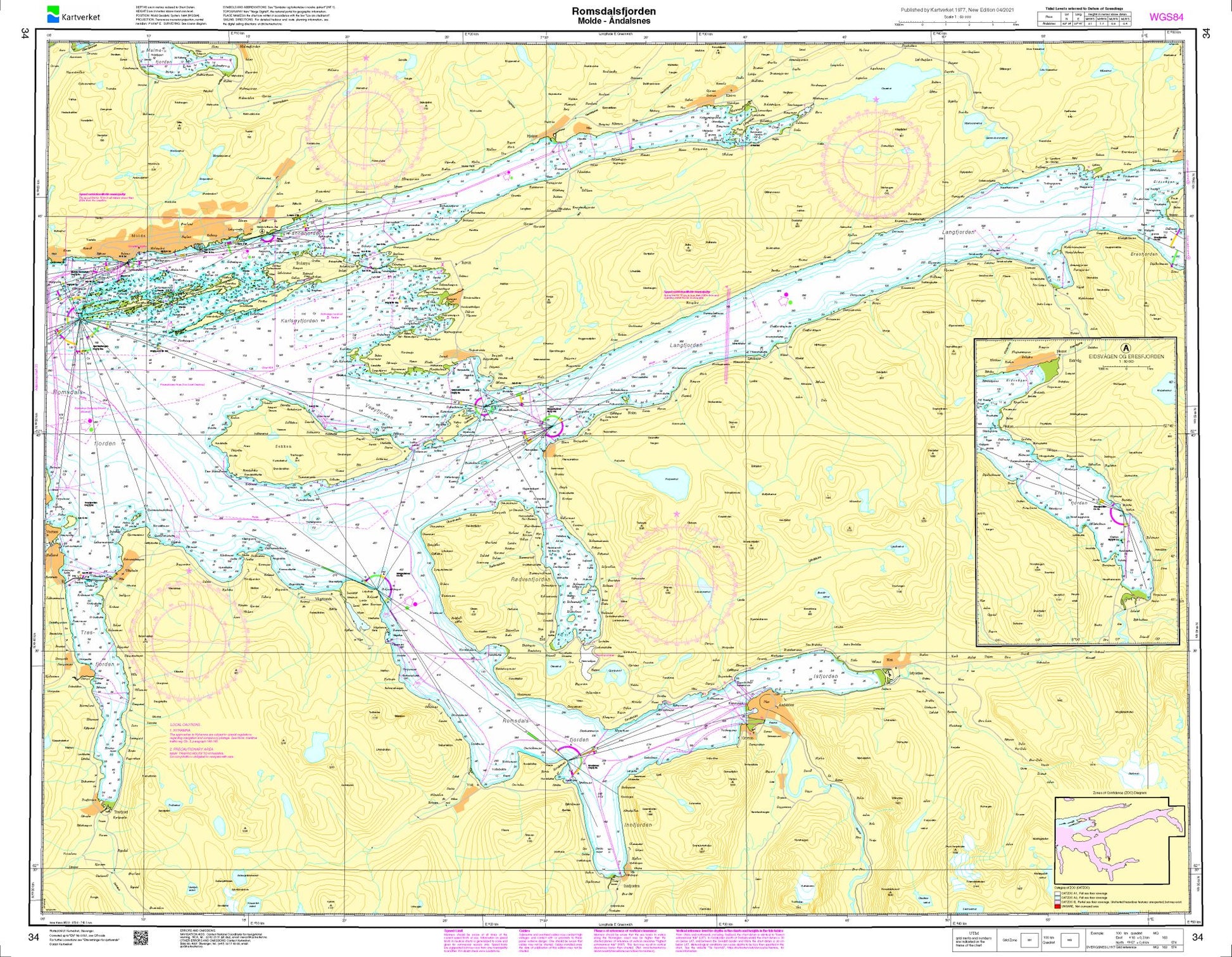 Romsdalsfjorden. Molde - Åndalsnes - 34 - Norway Kartverket Nautical Charts