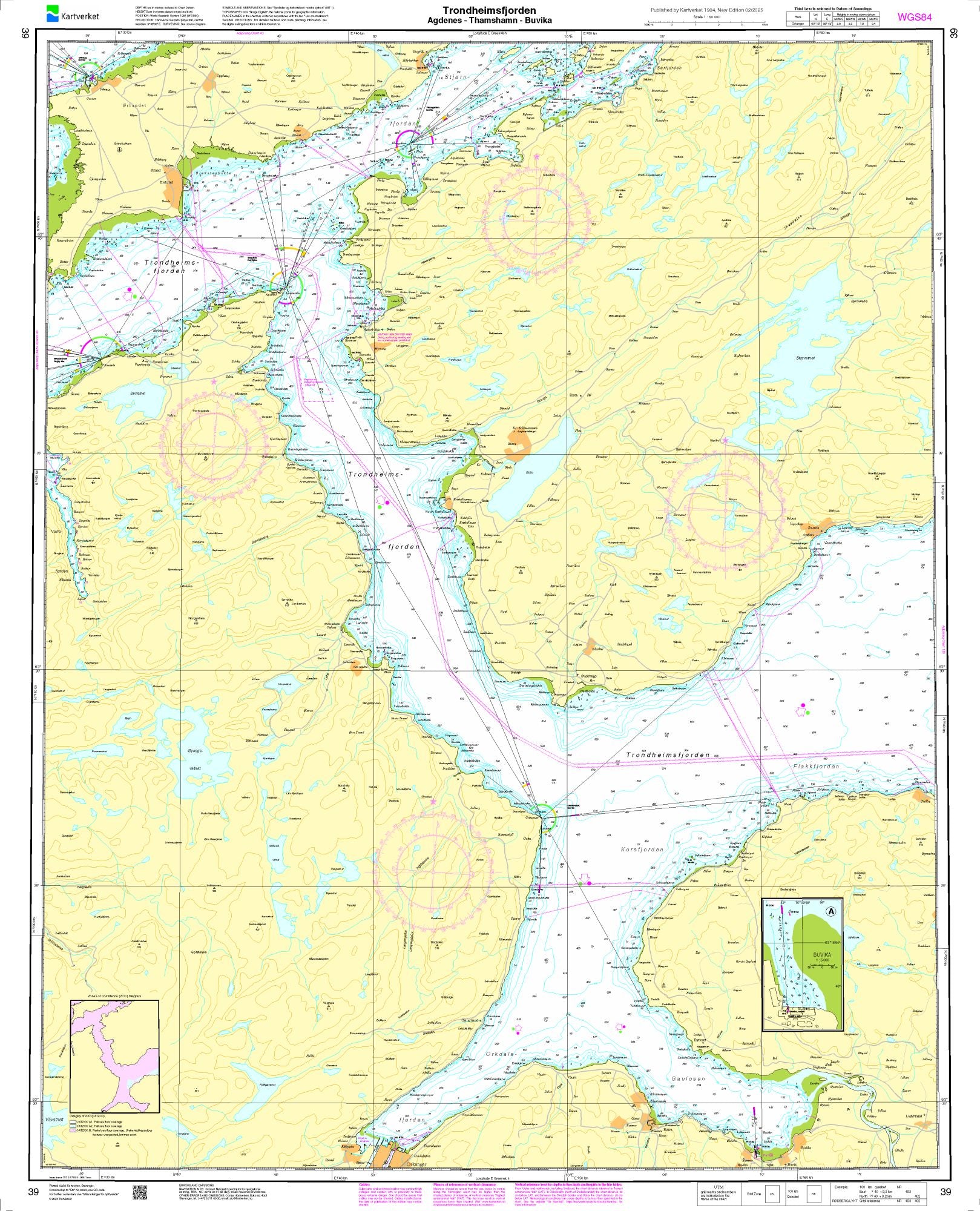 Trondheimsfjorden, Agdenes - Thamshamn - Buvika - 39 - Norway Kartverket Nautical Charts