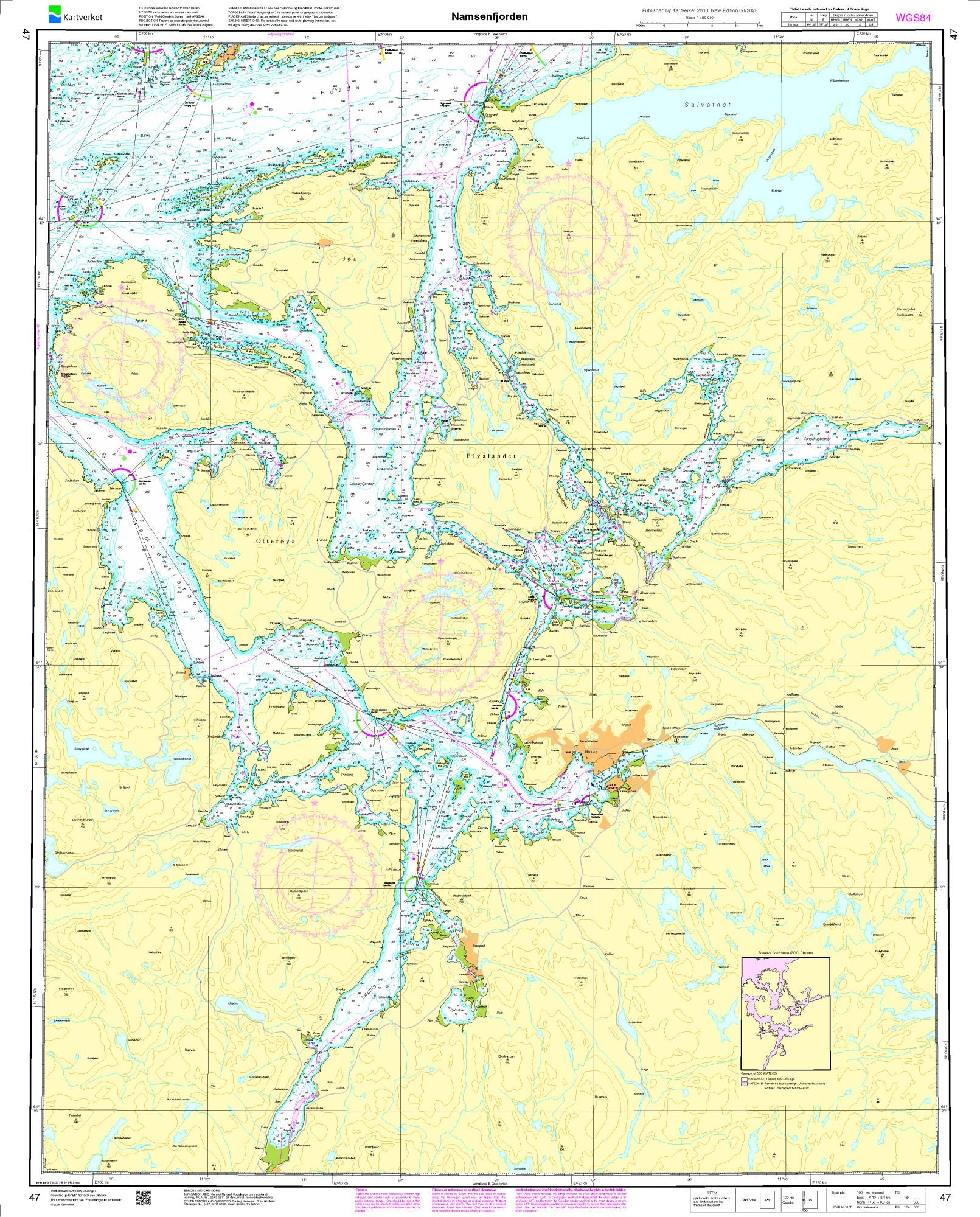 Namsfjorden - 47 - Norway Kartverket Nautical Charts