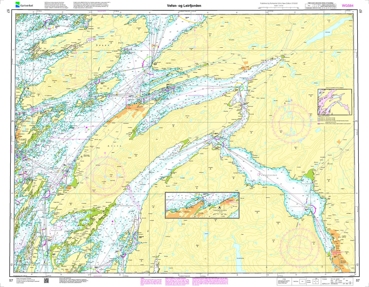 Vefsen- og Leirfjorden - 57 - Norway Kartverket Nautical Charts
