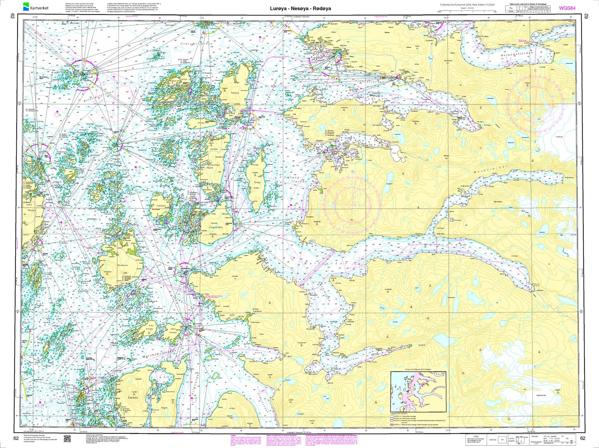 Lurøya - Nesøya - Rødøya - 62 - Norway Kartverket Nautical Charts