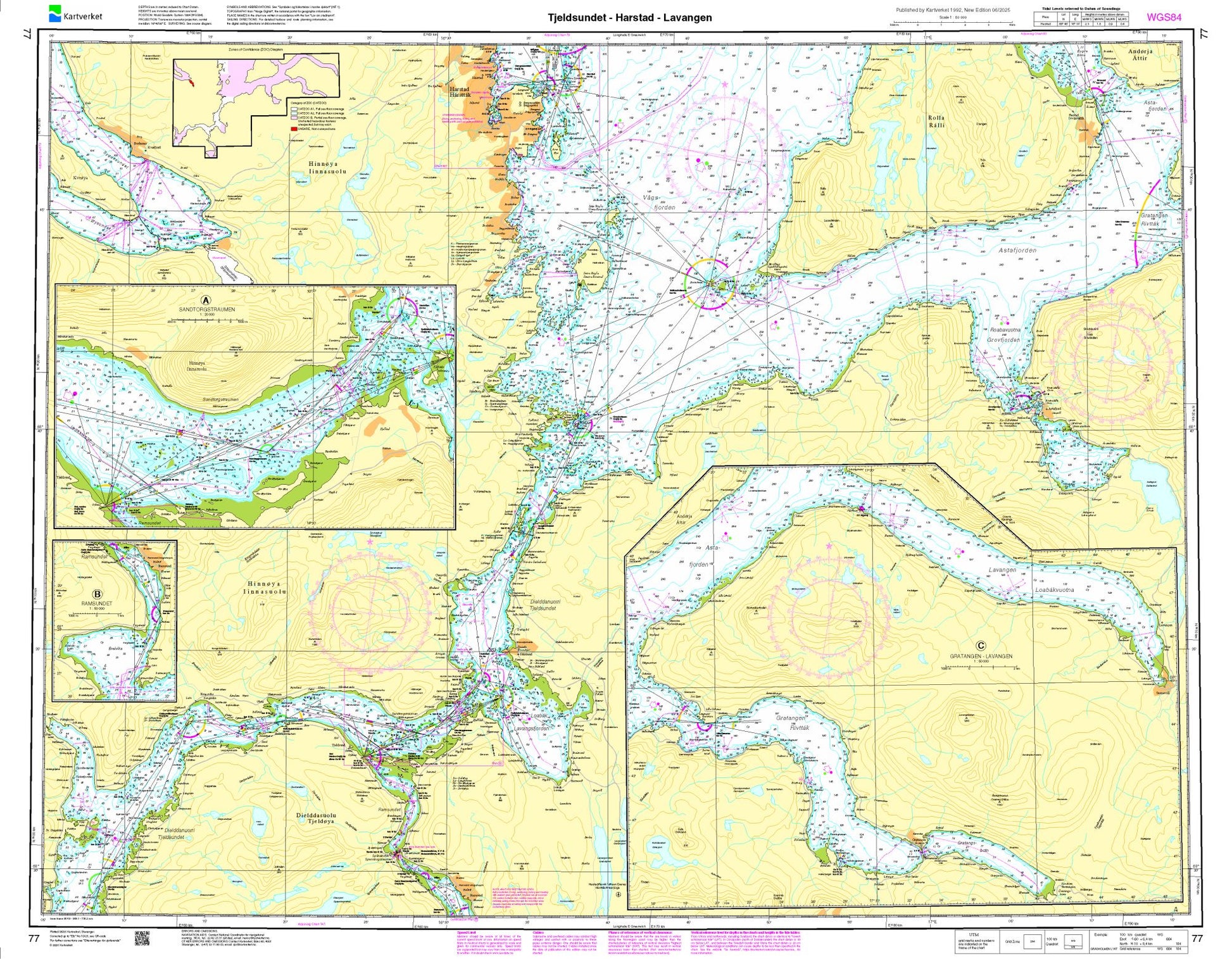 Tjeldsundet - Harstad - Lavangen - 77 - Norway Kartverket Nautical Charts
