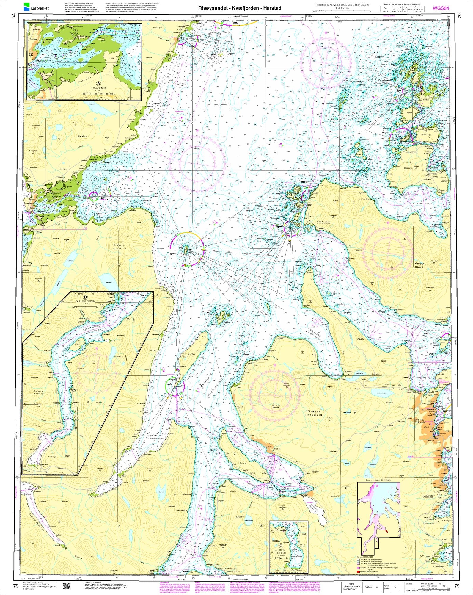 Risøysundet - Kvæfjorden - Harstad - 79 - Norway Kartverket Nautical Charts