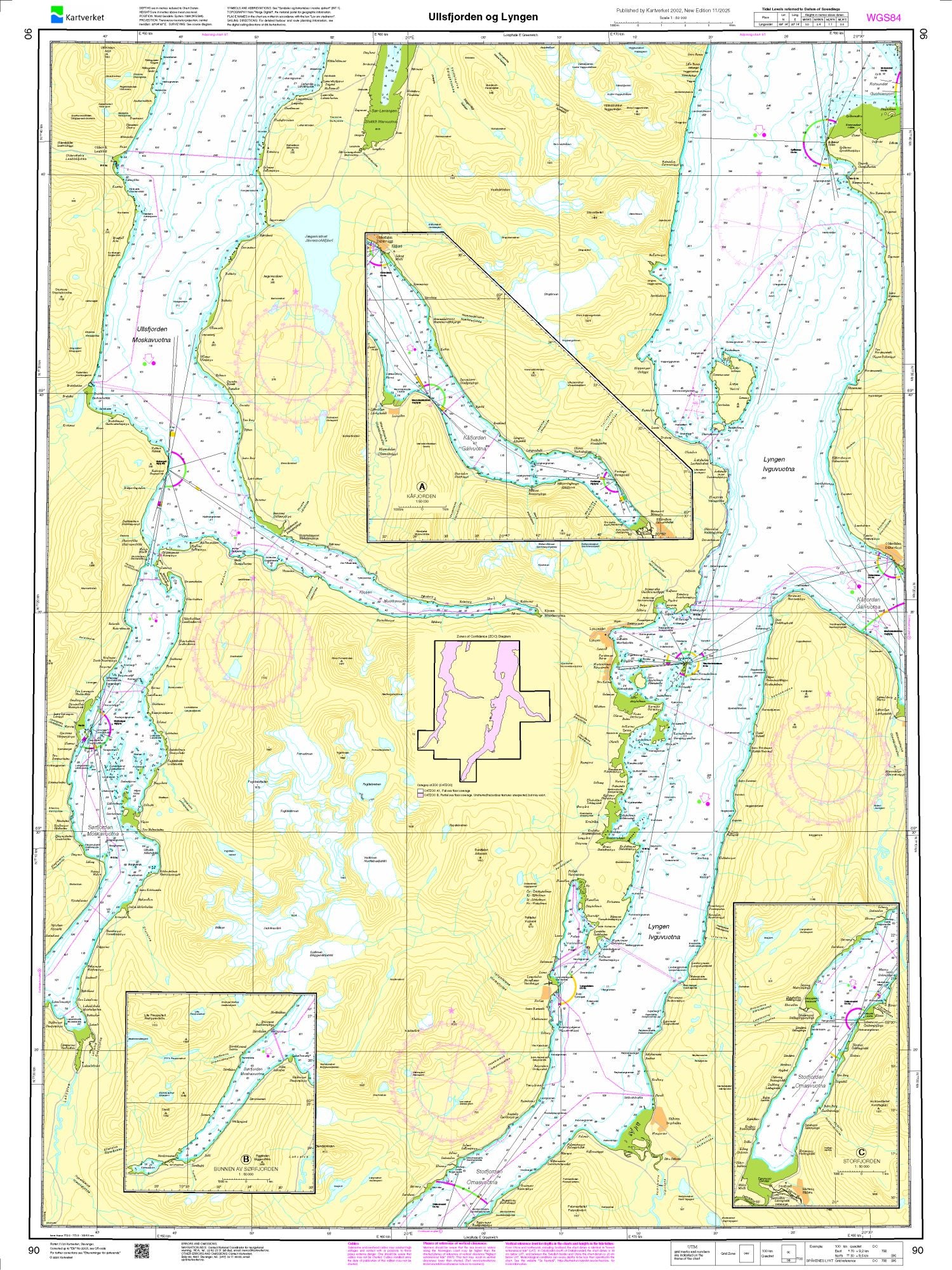 Ullsfjorden og Lyngen - 90 - Norway Kartverket Nautical Charts
