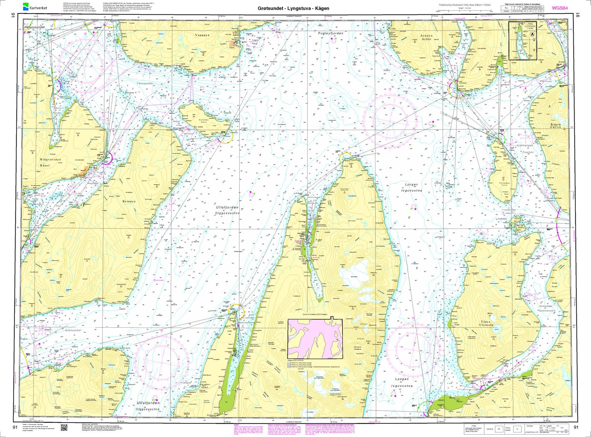 Grøtsundet - Lyngstuva - Kågen - 91 - Norway Kartverket Nautical Charts