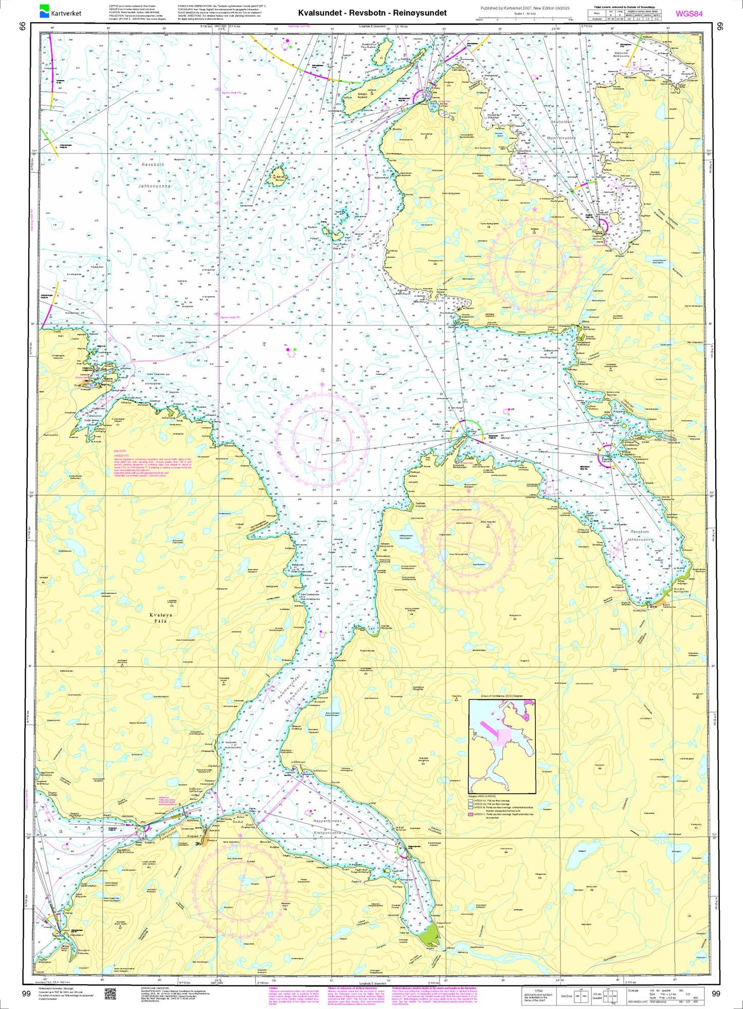 Kvalsundet - Revsbotn - Reinøysundet - 99 - Norway Kartverket Nautical Charts