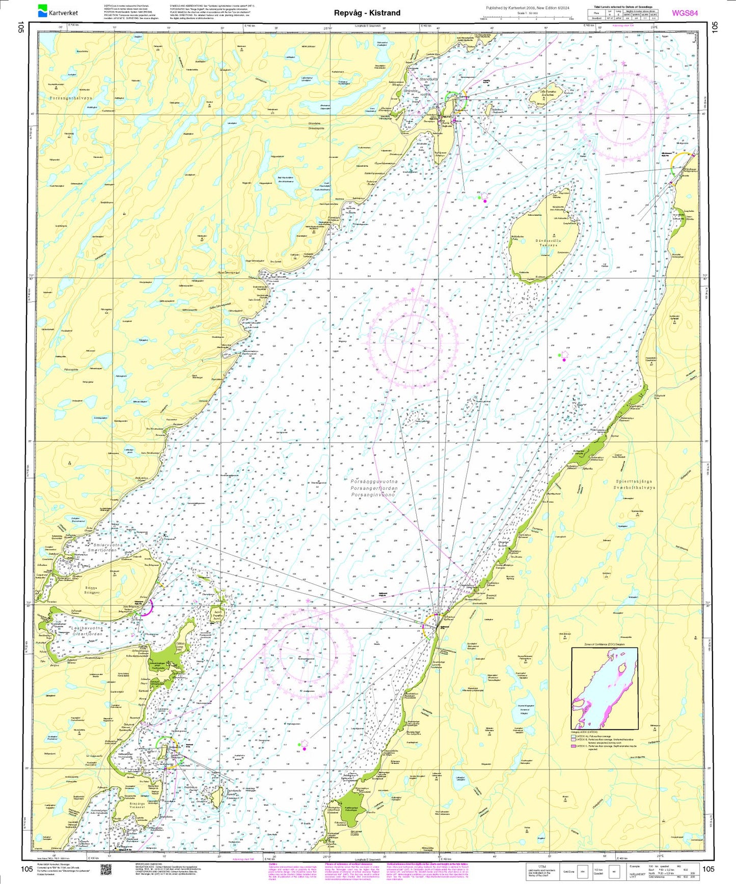 Porsangen. Repvåg - Kistrand - 105 - Norway Kartverket Nautical Charts