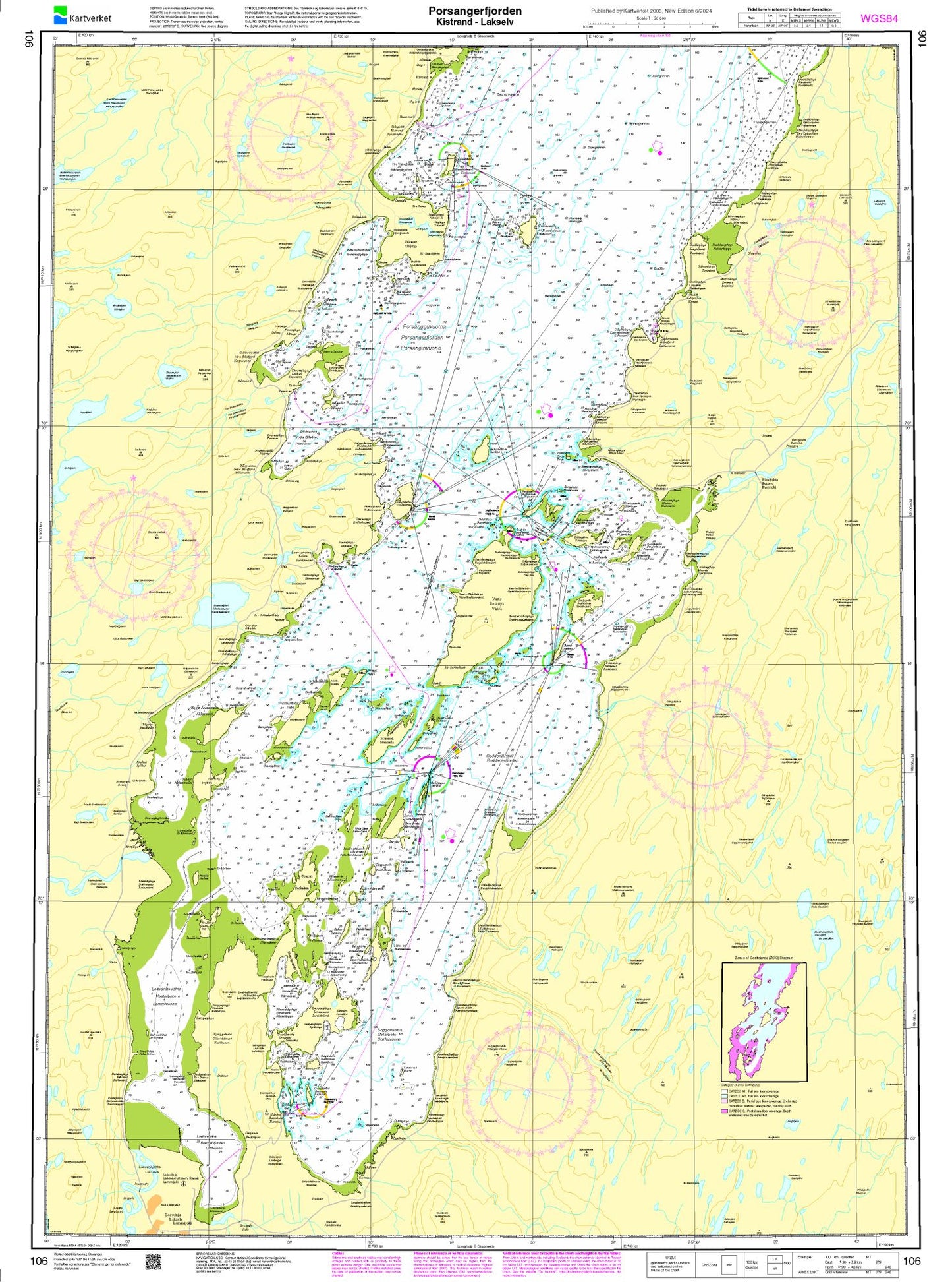 Porsangerfjorden, Kistrand - Lakselv - 106 - Norway Kartverket Nautical Charts