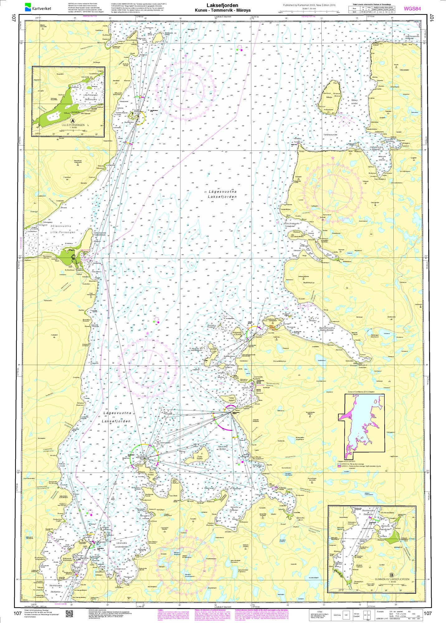 Laksefjorden, Kunes - Tømmervik - Mårøya - 107 - Norway Kartverket Nautical Charts