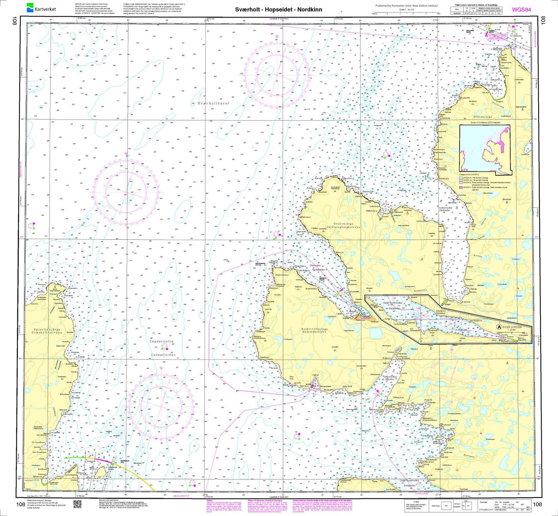 Sværholt - Hopseidet - Nordkinn - 108 - Norway Kartverket Nautical Charts