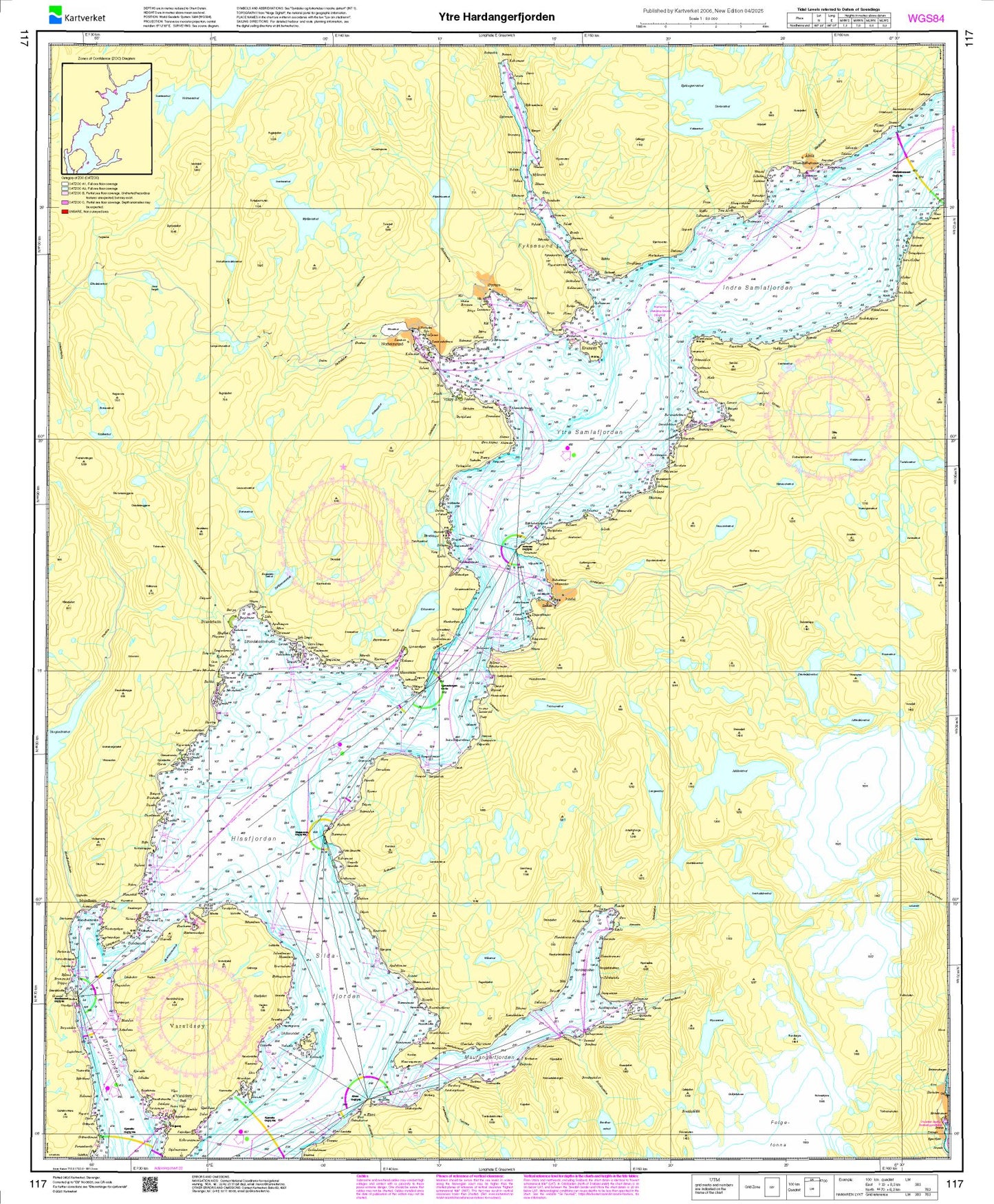Ytre Hardangerfjorden - 117 - Norway Kartverket Nautical Charts