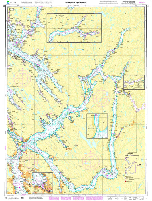 Osterfjorden og  Sørfjorden - 119 - Norway Kartverket Nautical Charts